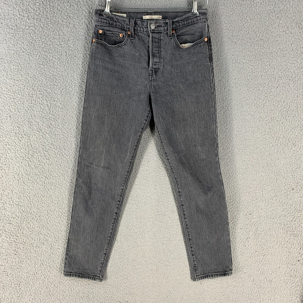 Levis Jeans Womens 28 Wedge High Rise Button Fly Black Charcoal‎ Denim